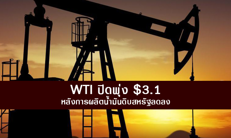 WTI ปิดพุ่ง $3.1 หลังการผลิตน้ำมันดิบสหรัฐลดลง