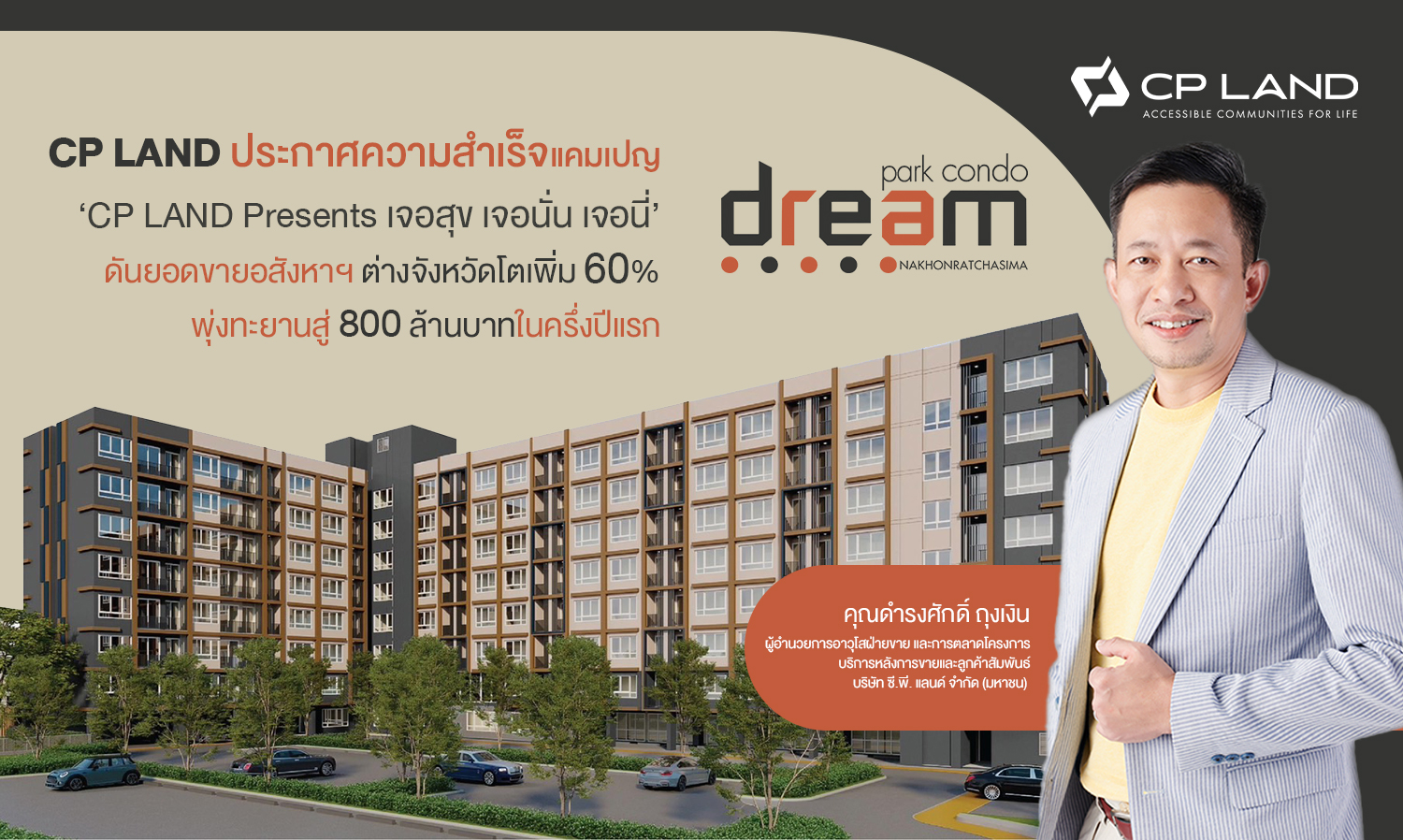 CP LAND ประกาศความสำเร็จแคมเปญ ‘CP LAND Presents เจอสุข เจอนั่น เจอนี่’ ดันยอดขายอสังหาฯ ต่างจังหวัดโตเพิ่ม 60% พุ่งทะยานสู่ 800 ล้านบาทในครึ่งปีแรก